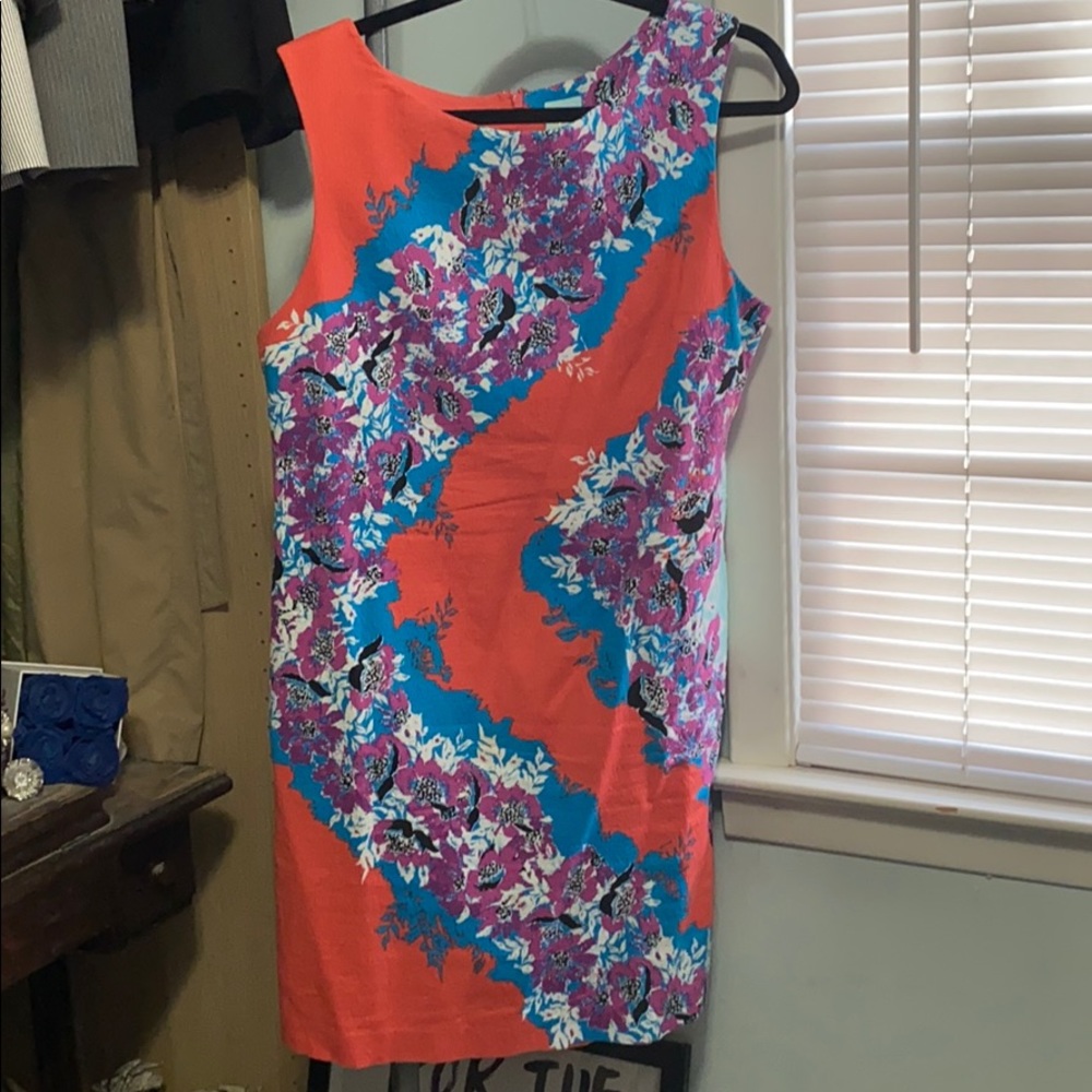 Orange and Teal Sheath Dress